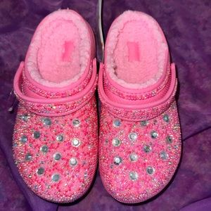 Rhinestone embellished Crocs with lining💎